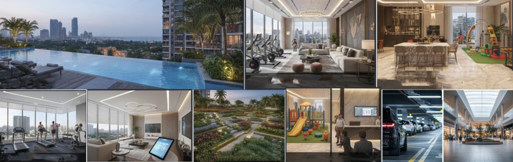 Mumbai luxury apartment with pool, gym, garden, and play area