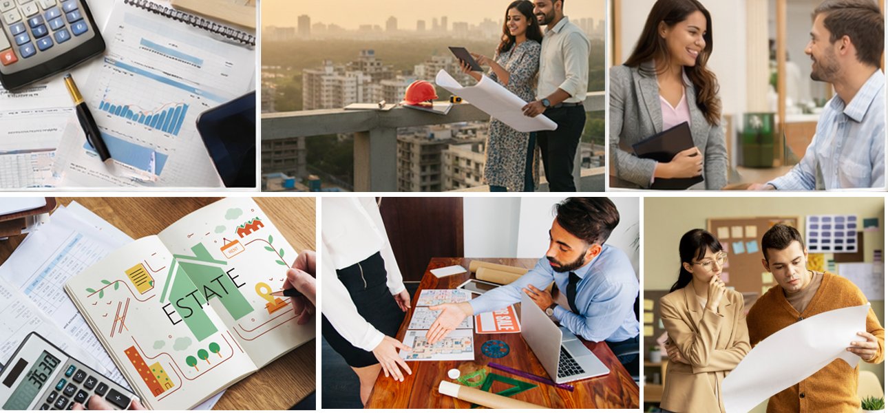 First-Time Home Buyers review plans at new housing site.